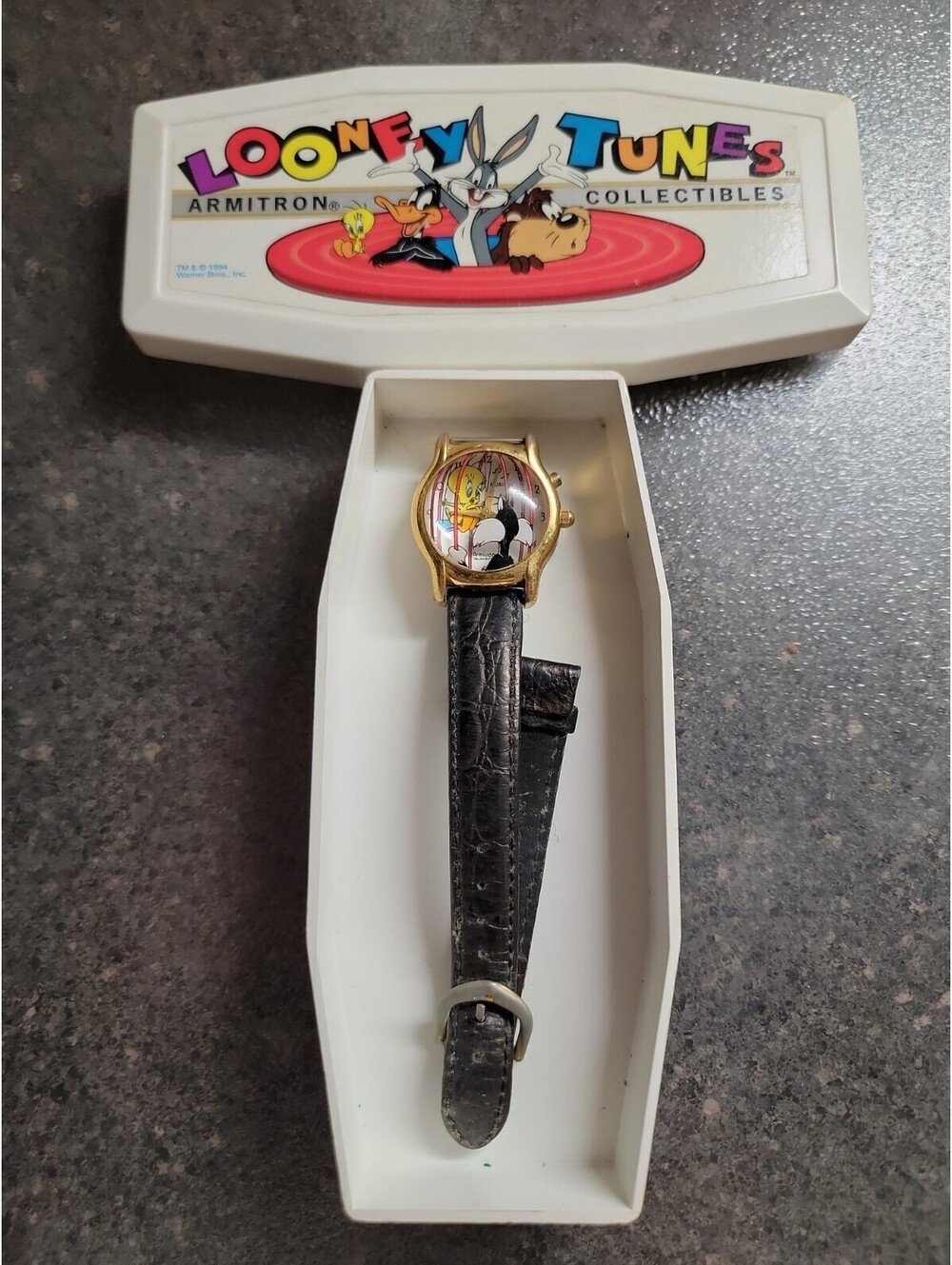 Vintage Musical Tweety & Sylvester Watch w/ Orig Case Looney Tunes Armitron 1995